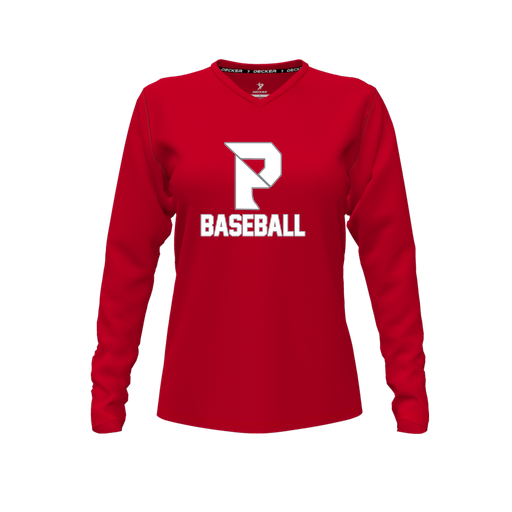 [FTLVPTRD-FYXS-LOGO3] Decker Performance T-Shirt (Female Youth XS, Red, V Neck, Logo 3, Long Sleeve)