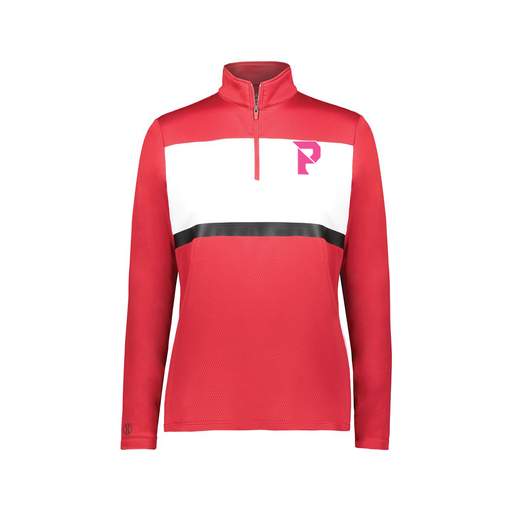[222791.408.XS-LOGO2] Ladies Bold 1/4 Zip Pullover (Female Adult XS, Red, Logo 2)