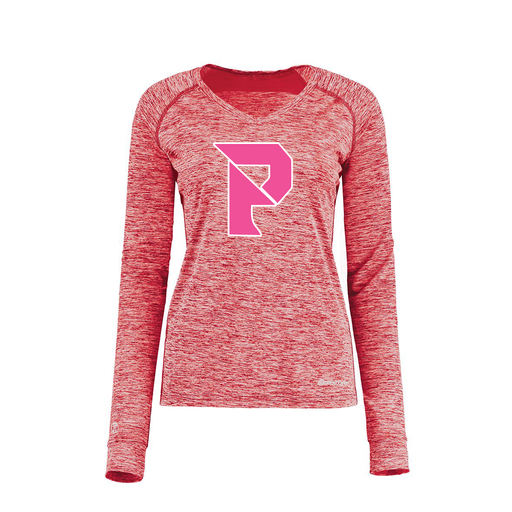 [222770.T20.XS-LOGO2] Ladies Electric Long Sleeve Shirt (Female Adult XS, Red, Logo 2)